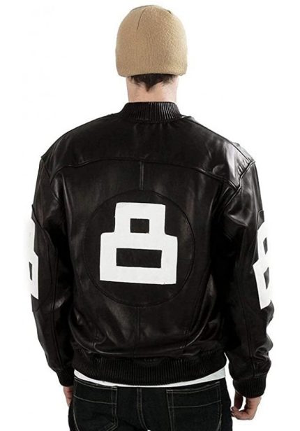 Men's Black Bomber Genuine Leather 8 Ball Jacket | Premium Quality & Style 1