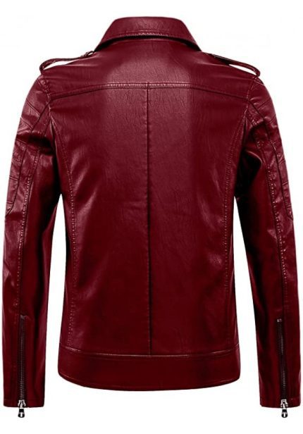 RED Genuine Leather Biker Jacket for Men 1