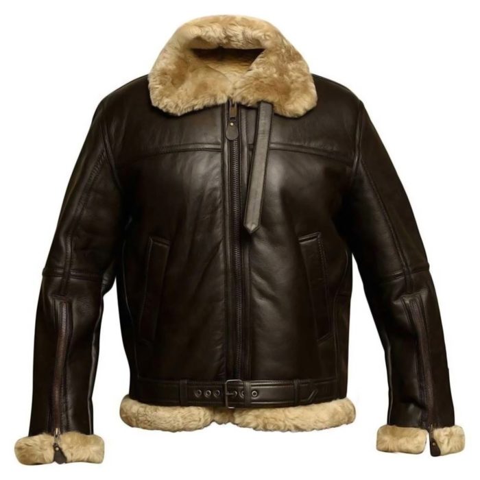 B3 Bomber Jacket For Men Real Sheepskin RAF Leather Jacket 2