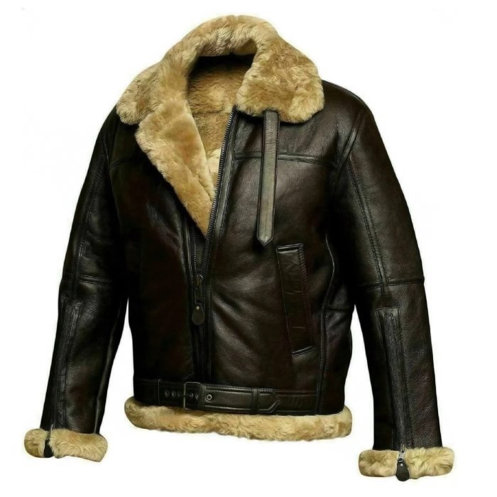 B3 Bomber Jacket For Men Real Sheepskin RAF Leather Jacket