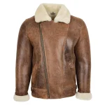 Mens Aviator Sheepskin Pilot Jacket Blen Vintage Brown 2