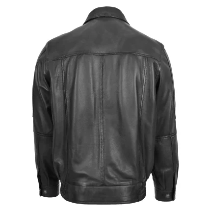 Mens Classic Leather Bomber Jacket Jim Black 1