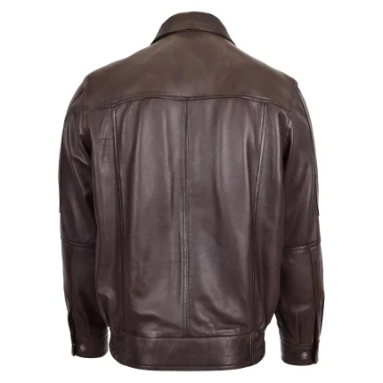 Mens Classic Leather Bomber Jacket Jim Brown Nappa 1