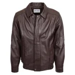 Mens Classic Leather Bomber Jacket Jim Brown Nappa 2