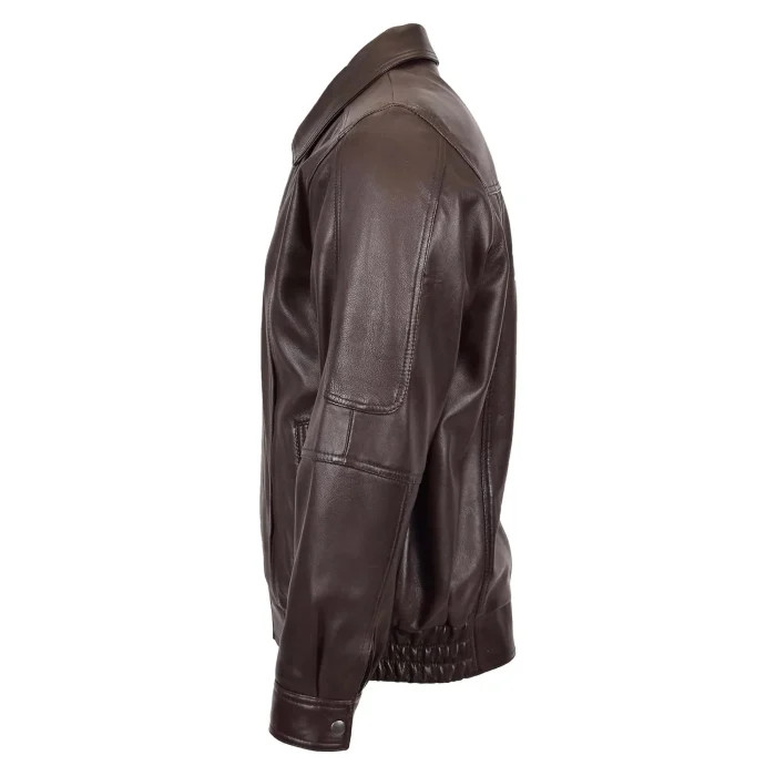 Mens Classic Leather Bomber Jacket Jim Brown Nappa 3