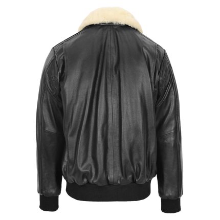 Mens G1 Leather Bomber Jacket Aviator Style Jarrod Black 1