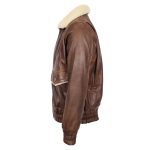 Mens G1 leather bomber jacket Aviator Style Cooper Brown 3