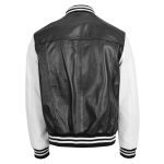 Mens Leather College Boys Varsity Jacket Garry Black White