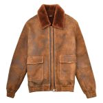 Mens Original Flying Sheepskin Bomber Brown Ginger Shearling Jacket Curtiss