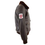 Mens Real Leather G-1 Bomber Jacket Airforce Badges FINCHs Brown