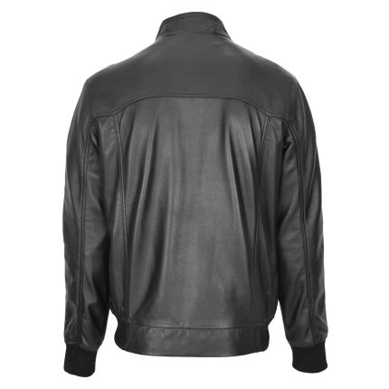 Mens Reals Leather Bomber Jacket Raglan Shoulder Francis Black