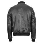 Mens Slim Fit MA1 Leather Bomber Jacket Ryan Blacks