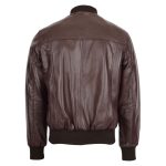 Mens Slim Fit MA1 Leather Bomber Jacket Ryan Browns