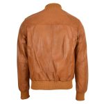 Mens Slim Fit MA1 Leather Bomber Jacket Ryan Tan