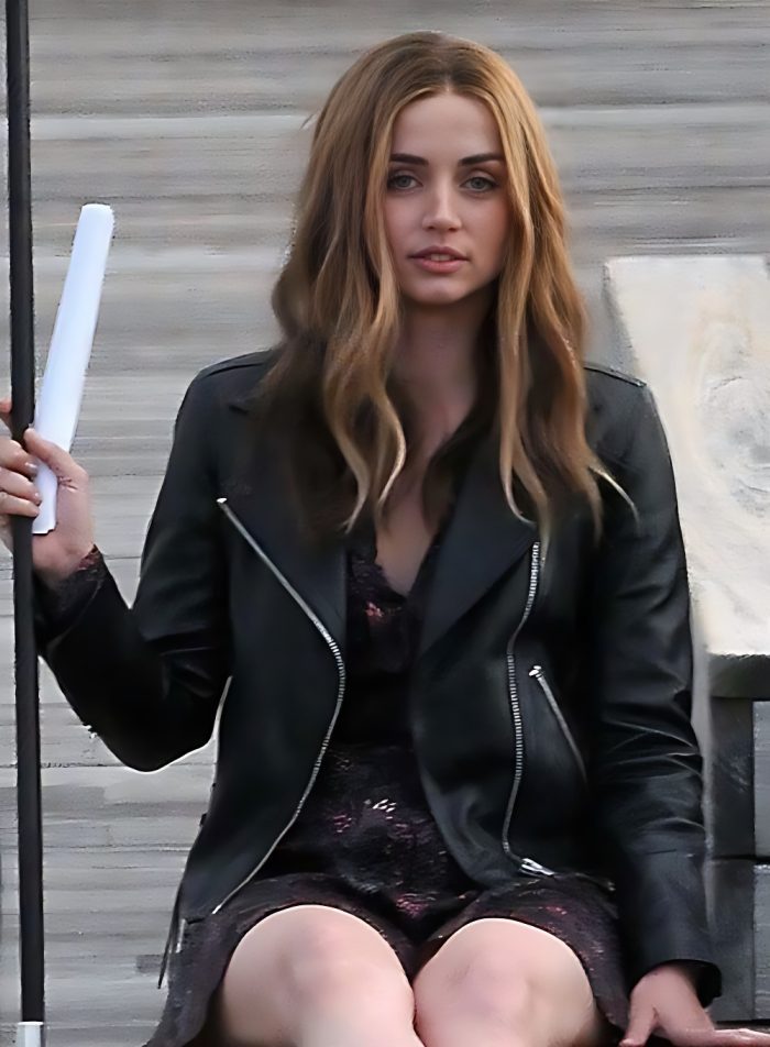 Ana de Armas Ghosted Leather Jacket