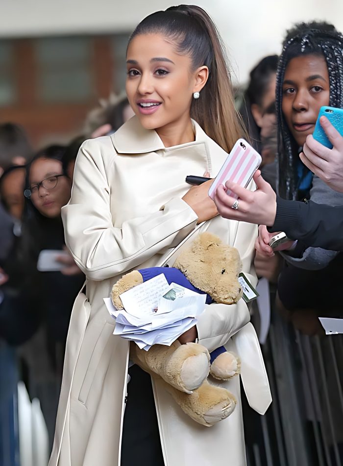 Ariana Grande Leather Long Coat