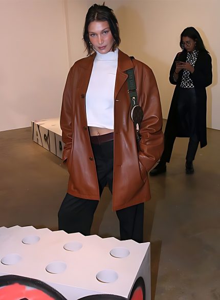 Bella Hadid Leather Trench Coat