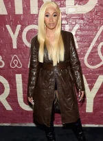 Cardi B Leather Long Coat