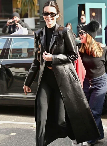 Kendall Jenner Leather Long Coat