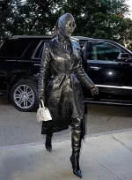 Kim Kardashian Leather Long Coat