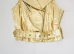 Amazing Vintage Studded Gold Leather Biker Vest