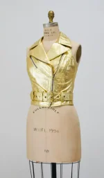 Amazing Vintage Studded Gold Leather Biker Vest