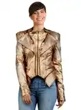 Gold Metallic Lamb Leather Women Biker Blazer Jacket