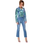 Italian Handmade Women Genuine Leather Biker Jacket Metallic Holographic Green Crackled