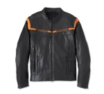 Men’s Capitol Triple Vent System 2.0 Leather Jacket – Harley Black & Harley Orange