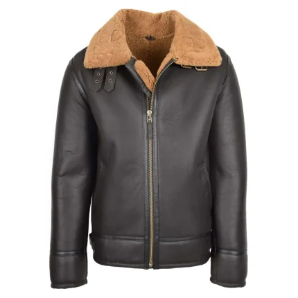 Men's Top Gun Style Sheepskin Jacket Oscar Brown Ginger