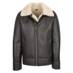 Men's Top Gun Style Sheepskin Jacket Oscar Brown White