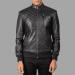 Moda Black Leather Bomber Jacket