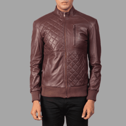 Moda Maroon Leather Bomber Jacket