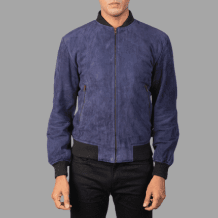 Shane Blue Suede Bomber Jacket