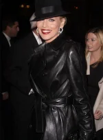 Sharon Stone Leather Trench Coat